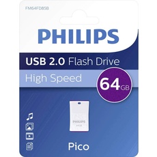 Philips Pico Edition High Speed 2.0 USB-Flash-Laufwerk 64 GB Ultra Small für PC, Laptop, Computer, Smart TV, Car Audio and More Lesegeschwindigkeit bis zu 25 MB/s