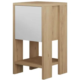 Hanah Home Modern Nightstand in Sapphire Oak & White, 30 x 55 x 30 cm | 100% Melamine Coated Particle Board, 18 mm Thick | Stylish & Functional Storage Solution