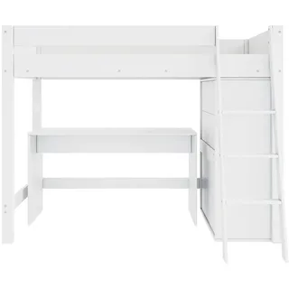 Komhtom Hochbett 90x200 cm mit Schreibtisch,frei kombinierbar , Weiß , Holz , Holz Optik , 90x200 cm , Babymöbel & Kindermöbel, Kinderzimmer & Jugendzimmer, Kinderbetten, Hochbetten