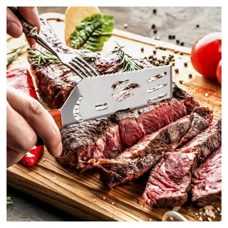 2 Stück Grillbesteck - 5 in 1 Multifunktionaler Grillspachtel und Grillgabel aus Edelstahl - für Grillfans