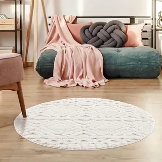 Carpet City Hochflor-Teppich »Focus 3382« rund 20 mm Höhe Boho-Teppich, Hochtief-Muster/ 3D-Effekt, für Wohnzimmer, Schlafzimmer, beige