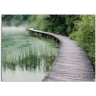 Poster REINDERS "Steg am Ufer", grün (farbe bild(er): grün), B:140cm H:100cm T:0,1cm, Leinwand, Bilder, Poster, leichtes und wasserfestes Gartenposter für den Außeneinsatz