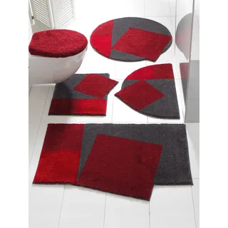 Badematte GRUND Gr. 7, rot (rot, grau), halbrund (50cm x 80cm ), 1 Stk., Badematten, Badematte