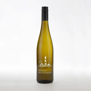 Edition Wattenmeer, Motiv: Leuchtturm Westerhever, Weißburgunder aus Rheinhessen in Gravur-Flasche, INKLUSIVE geschmackvoller Geschenkverpackung.