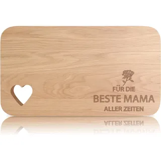 Frühstücksbrettchen aus Holz, Holzbrett mit Gravur, Frühstücksbrett mit Herz-Ausschnitt, Geschenk für Mama, Muttertagsgeschenk Personalisiert, Geschenke für Mütter