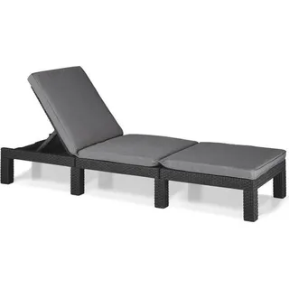 Sonnenliege Allibert by KETER DAYTONA, Rattanoptik, Verstellbare Rückenlehne, Inklusive Kissen, Graphitgrau - Bunt