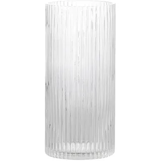KAYLETIN Klarglas-Vase für Blumen, geriffelte Vase, große zylindrische Glasvasen für Wohnzimmer, Schlafzimmer, Esstisch, Büro, Regal, 25 cm