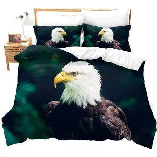 Loussiesd 3D Adler drucken Bettwäsche 135x200 cm für Kinder Jungen Lebhaft Adler Bettbezug Set Mädchen Frauen Vögel Muster Bettwäsche Set mit 1 Kissenbezug 80x80cm Super weich Mikrofaser