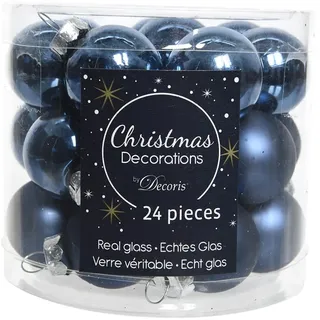 Mini-Weihnachtskugeln aus Glas 24er Set 25mm ( marineblau / nachtblau / navy ) Spiegelbeeren Weihnachtskugeln Baumkugeln Christbaumkugeln