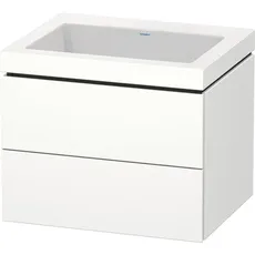 Duravit L-Cube Möbelwaschtisch c-bonded mit Unterbau wandhängend, 60x48 cm, 2 Schubladen, ohne Überlauf, ohne Hahnloch, Farbe: Terra Matt