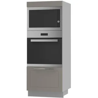 Feldmann-Wohnen Backofenhochschrank Kvantum D5Aa/60/154 Beige Matt / Grau Matt 60 / 59 / 154cm , Beige, Grau , Metall , Rechteckig , 60x154x59 cm , Küchen, Küchenmöbel, Küchenschränke, Geräteumbauschränke