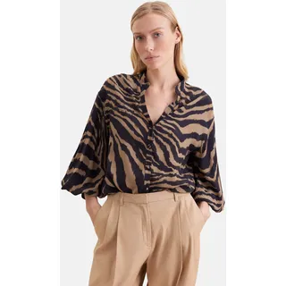 Klassische Bluse SEIDENSTICKER, Damen, Gr. L (40), braun, 100% Viskose, gemustert, regular fit, Blusen Klassische Bluse, 1/1 Stehkragen Druck