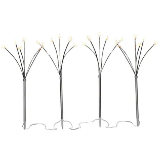 Garten Stecker Stern 60 cm Batterie betrieben - 4er Set / 24 LED - Weihnachts Deko Leuchtstab mit Timer für Außen