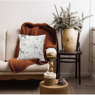 queence Dekokissen »Rehe« Dekokissen mit HD Premium Druck Weihnachten, weiß