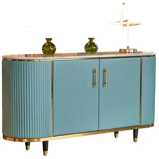 KAWOLA Sideboard MARIA Marmorplatte Kunstleder hellblau