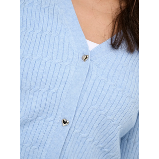 Strickjacke ONLY "ONLKATIA LS CABLE V-NECK CARDIGAN CC KNT", Damen, Gr. M, blau (kentucky blau detail:with melange), Strick, Obermaterial: 50% Viskose, 27% Nylon, 23% Polyester, meliert, figurbetont normal, V-Ausschnitt, Rippbündchen, Strickjacken Strickjacke