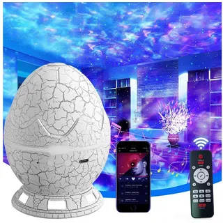 SZPACMATE Dinosaurier Ei Sternenhimmel Projektor, Galaxie Nachtlicht mit Timer und Fernbedienung, Bluetooth Lautsprecher mit Weißem Rauschen, LED Nachtlampe für Kinderzimmer, Erwachsene, Party, Heimdekoration