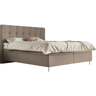 Schlaraffia Boxspringbett »Aida«, inklusive GELTEX® Next Topper, Metallfuß chrome, niedriges Kopfteil, beige