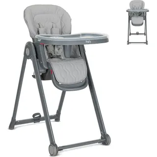 Lorelli Kinderhochstuhl PARTY Rollen Höhe Lehne Fußstütze Tisch sind einstellbar grau dunkelgrau - Grau