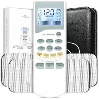 Easy@Home TENS-Gerät Schmerztherapie: wiederaufladbares professionelles Reizstromgerät Elektrostimulationsgerät mit hintergrundbeleuchtetem LCD-Display & leistungsstarker Pulsintensität - PL-029V