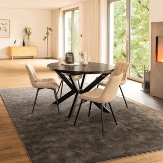 Home Deluxe Esstisch Rund Ausziehbar AVENTURA inkl. Sternfuß - 120 x 120 cm Light Oak |Küchentisch, Esszimmer, Esszimmertisch, Ausziehtisch - Weiß