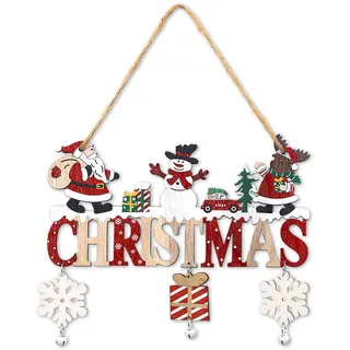 Weihnachtsdeko Tür Deko Weihnachten,Holz Schriftzug Christmas Door Decoration,Weihnachts Haustür Aussen Schild Hängend Türdeko,Winter Elch Aufhängen Türschild Weihnachtsdekoration für Türrahmen Wand