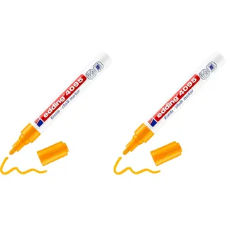 edding 4095 Kreidemarker - neon-orange - 1 Kreidestift - Rundspitze 2-3 mm - Kreidestift für Tafel abwischbar - zum Beschriften von Fenster, Glas, Spiegel - Tafelstift mit deckenden Farben
