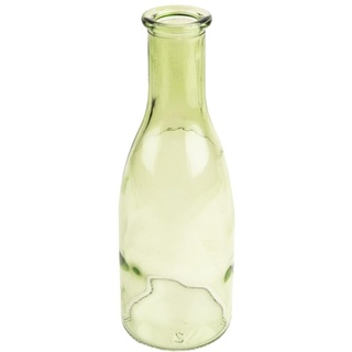 Ideen mit Herz Deko-Flasche | Frühling | Vase für Trockenblumen oder Gräser | DIY | Vintage | Shabby Chic | Landhaus-Stil | Ø 6 cm | 18 cm hoch (transparent grün)