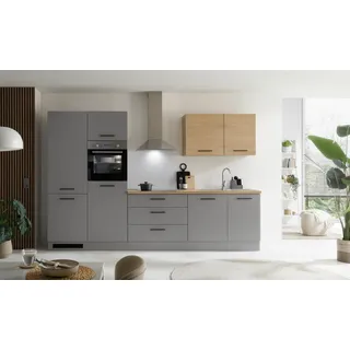 KOCHSTATION Küchenzeile »KS-Malfi« Breite 320cm, wahlweise mit E-Geräten, Arbeitsplatte 38mm Stärke, grau