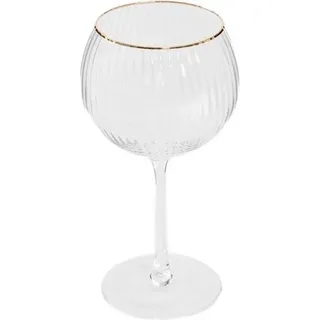 HOMLA LYNN geriffeltes Glas, transparent mit Goldrand 0,55 l - Transparent