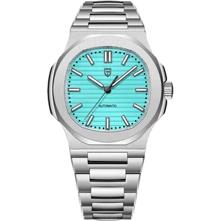 Pagani Design 1728 Herren-Automatikuhr, ST6, selbstaufziehendes Uhrwerk, Edelstahl, 100 m wasserdicht, modisch, Sport, mechanische Uhr, blau, Armband