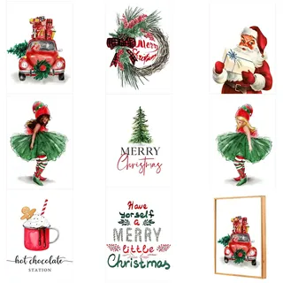 Bofanze 8er Poster Set Weihnachten,Weihnachtsbilder Leinwand,21x30cm,weihnachtsposter Bilder Weihnachten Ohne Rahmen Wandposter weihnachtens Deko Moderne Poster Set für Schlafzimmer,Wohnzimmer