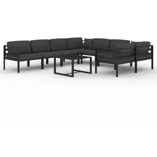 vidaXL 9-tlg. Garten-Lounge-Set mit Kissen Aluminium Anthrazit - Grau