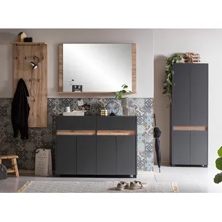 Flur Kombination CORATO-80 in anthrazit mit Blende in Wildeiche Nb. - Grau