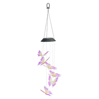 Hängende Solarlampe, LED-Schmetterlinge, Windspiel, 78 cm - Schwarz