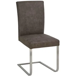 Moderano Schwingstuhl , Grau, Edelstahlfarben , Metall, Textil , Flachrohr , 97x47 cm , Goldenes M , Beinauswahl, Lederauswahl, Stoffauswahl, Typenauswahl , Esszimmer, Stühle, Schwingstühle