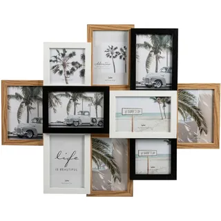 Monee Multirahmen , Naturfarben, Schwarz, Weiß , Metall, Glas, Papier, Holzwerkstoff , rechteckig , 57.7x46x4 cm , Fsc , Passepartout , Bilder & Rahmen, Bilderrahmen, Metallrahmen