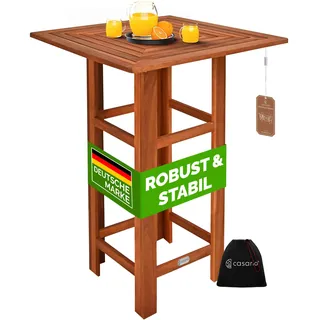 CASARIA Stehtisch Holz 110 cm Hoch 75 x 75 cm Eckig Massiv Rustikal Indoor Outdoor Bistrotisch Akazie 75x75x110cm