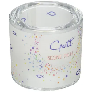 Butzon & Bercker Windlicht zur Geburt & Taufe `Gott segne Dich`– Glas-Teelichthalter mit Spruch – Geschenk mit Licht & Botschaft – Inkl. Geschenkverpackung (Packung mit 6)