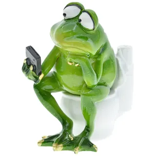 Queemie® Lustiger Frosch sitzend auf Toilette, Denker Frosch Skulptur Statue, Maskottchen Frösche Tiere Harz Handwerk Sammelfiguren für Home Office Badezimmer Garten Dekoration