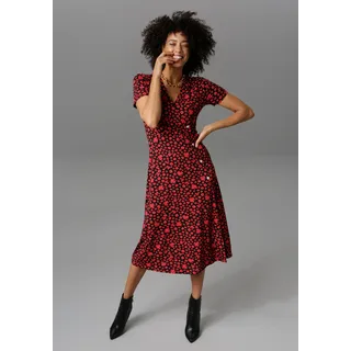 Aniston CASUAL Jerseykleid in Wickeloptik, schwarz, rot