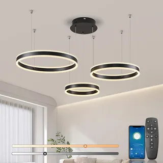 SUCIKORIO LED Hängelampe Esstisch Dimmbar Mit Fernbedienung und APP 88W Modern Rund LED Pendelleuchte Esstisch 2700K-6500K 5%-100% Helligkeit Esstischlampe Hängend Hoehenverstellbar 20+40+60cm