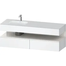 Duravit Qatego Einbauwaschtisch mit Konsolenwaschtischunterbau, 1600x550x600mm, Nische Weiß Hochglanz, Becken links, QA4795022, Farbe: Weiß Matt