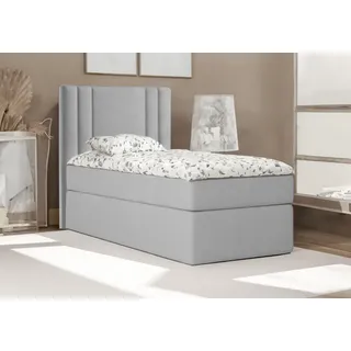 Bett , Boxspringbett , Continentalbett RALI MINI mit Bonell Matratze und Topper , Einzelbett mit Container , H3 ( 100x200 cm , Grau - Itaka 50 , Topper T25 ) - Grau