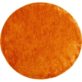 Kare Design Teppich Cosy, Orange, 200x200cm, Läufer, Vorleger, Rund, Baumwolle, Einfarbig, Wohnzimmer