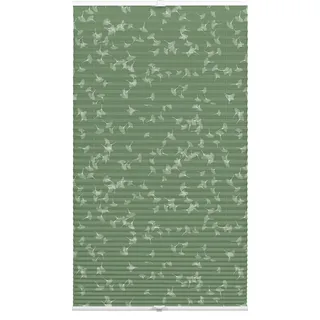 GARDINIA Plissee zum Klemmen, Blickdichtes Faltrollo, Alle Montage-Teile inklusive, Plissee verspannt mit Zwei Bedienschienen, Japandi Ginkgo Jade Green, Grün, 80 x 130 cm