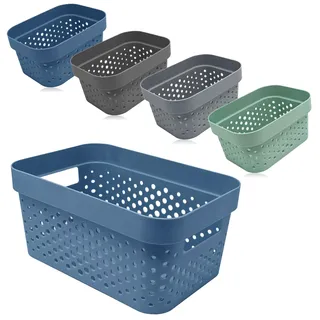 com-four® 5-teiliges Aufbewahrungskorb-Set - Deko-Körbe - Kunststoffboxen für Kosmetik, Spielzeug und Haushaltsprodukte - stapelbare Organizer [Auswahl variiert] (Mix - 5 Stück)