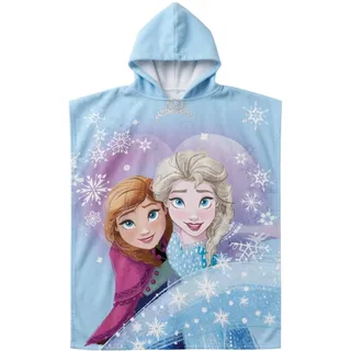 Disney Eiskönigin Anna und ELSA Bade Poncho Handtuch, Baumwolle, schnell trocknend, 50x100 cm, für Kinder 2-8 Jahre, mit Olaf Motiv inkl. Kapuze (Blau)