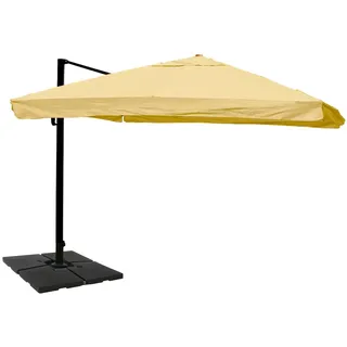 Mendler Gastronomie-Ampelschirm HWC-A96 Flap 300 x 400 cm creme inkl. Ständer drehbar
