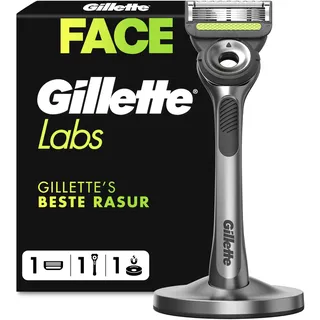 Gillette Labs Herrenrasierer + 1 Rasierklingen-Nachfüller, mit Peeling-Bar, inklusive Premium-Magnetständer